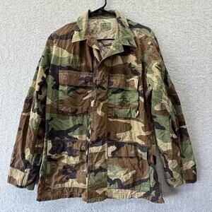 Vtg US Military Woodland Camo Combat Hot Weather Coat Mens Small Regular Ripstop
